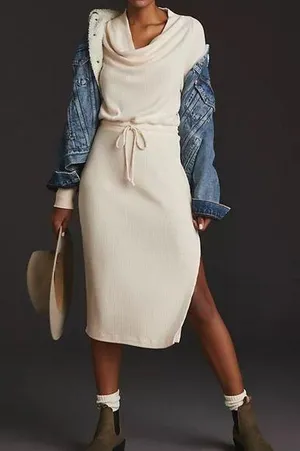 NWOT Daily Practice by Anthro Cowl Neck Midi Dress. Size Medium, Sold Out! thumbnail 1