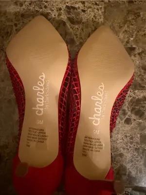 Charles By Charles David Red Mesh Sparkly Pointed Toe Ankle Boots thumbnail 8