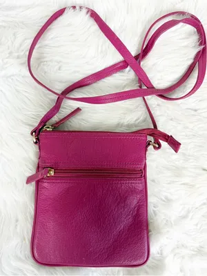 Talbots Pink Leather Crossbody Bag Gold Hardware Compact Purse thumbnail 1