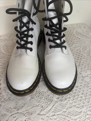 NWOT Dr Martens white leather high top ankle boots sz 6 thumbnail 4