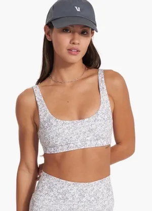 Vuori Women Purple White Floral Leopard Print Daily Sports Bra Size Large thumbnail 1