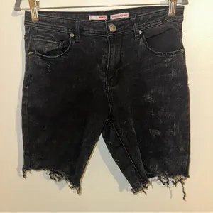 Bongo Black/Gray-washed Distressed Denim Shorts super soft skinny size 11 thumbnail 11