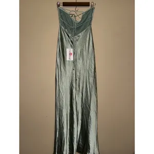 Saints & Secrets Sage Satin Cowl Neck Lace Up Maxi Dress L Wedding Event Date thumbnail 3