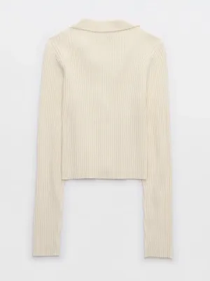 Aerie Gotta Jet! Polo Sweater Cardigan Large NWT thumbnail 3