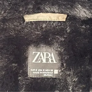 Zara Olive Green Down Puffer Coat Small Faux Fur‎ Hood thumbnail 5