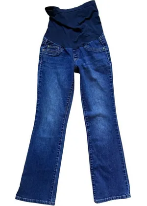 Womens Motherhood Maternity Indigo Blue Bootcut Full Panel Jeans - Sz XS Petite thumbnail 1