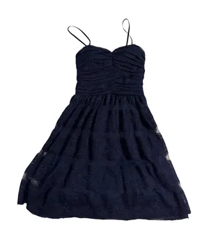 InspireMe Lace Fit & Flare‎ Dress Navy Blue Sweetheart Ruched Cocktail 3 thumbnail 1