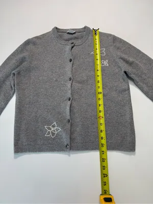 J. Crew Gray Lambswool Blend Floral-Appliqué Button Cardigan thumbnail 4