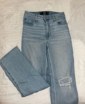 Hollister Ultra High Rise Ripped Light Wash Dad Jeans thumbnail 1