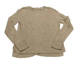 Madewell Button Back‎ Sweater L Cotton Knit Beige thumbnail 1