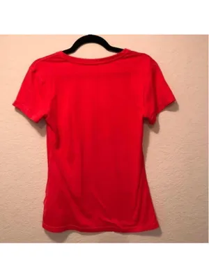 Nike Dri-FIT Red V-Neck Short Sleeve‎ Shirt thumbnail 2