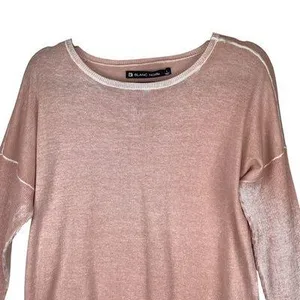 Blanc Noir Womens Boyfriend Sweater‎ Size Large Pink Long Sleeve 100% Cotton thumbnail 2
