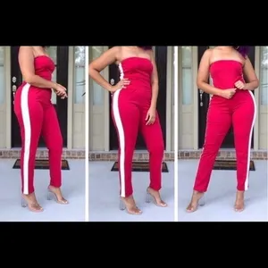 Capella crop top pants set. Red and white. SM NWOT thumbnail 2