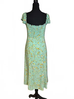 Hello Molly Floral Maxi Dress Cottagecore Puff Sleeve Rayon thumbnail 2