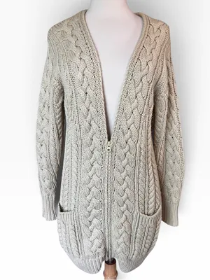Isabel Marant Etoile Cable Knit Wool Zip Cardigan Sweater thumbnail 14