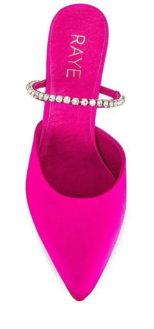RAYE Jinxx Crystal High Heels in Pink 5.5 with Box Womens Satin Mules thumbnail 1