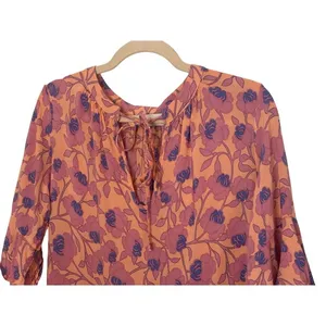Petal + Pup Mini Dress 4 Peach Floral Paisley Tiered‎ Boho Cottagecore Pockets thumbnail 5