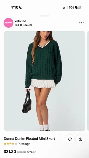 Edikted White Pleated Mini Skirt thumbnail 3