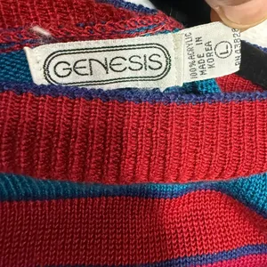VTG Genesis S Striped Sweater Balloon Sleeve Ms Frizzle Art Teacher Colorful 80s thumbnail 6