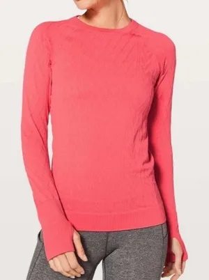 Lululemon Rest Less Pullover Flash Light Tone Long Sleeve Knit Pattern Size 4 thumbnail 1