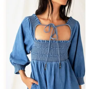 Free People This‎ is Everything Mini Smocked Balloon Sleeve Dress Size Small thumbnail 10