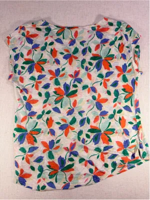 Cynthia Rowley Women’s 100% Linen Floral Cap Sleeve Top Multicolor Extra Large b thumbnail 5