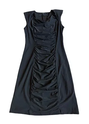 Komarov Black Ruched Cowl Neck Shift Dress Sleeveless Cocktail Medium Women's thumbnail 1