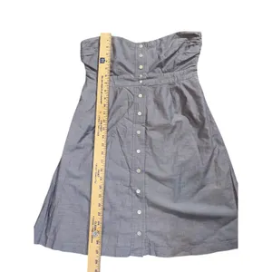 J.Crew Womens Strapless Chambray Cotton‎ Button Front Dress Blue Gray Size S thumbnail 4