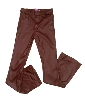 Edikted Brown Coated High Rise Flare Pants Size L Faux Leather Look Y2K thumbnail 1