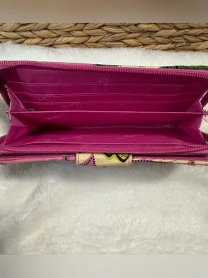 Vera Bradley Turnlock Wallet Priscilla Pink Quilted Floral Boho Clutch thumbnail 7