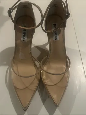 NWOT Steve Madden Alessia Sz 6.5 Nude Patent Pointed-Toe Ankle-Strap Heels thumbnail 5