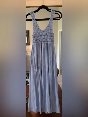 Aerie Crochet dress Maxi Ocean Sky Size XS Extra Small beach boho summer thumbnail 5