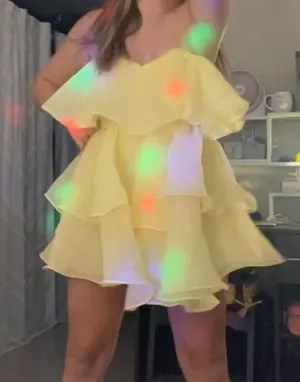 ShopTripleThreads Yellow tiered mini dress Size M thumbnail 2