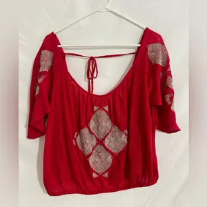 Free‎ People Ponce de Leon Top in Red Combo Size Small thumbnail 2