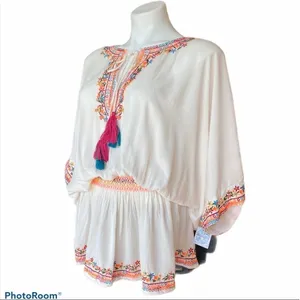 ALTAR’D STATE Bohemian Embroidered Swimsuit Cover Or Blouse Size M NEW thumbnail 3