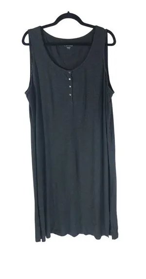 Eileen Fisher Sleeveless Charcoal Gray Knit Tank Dress XL Organic Cotton Hemp thumbnail 1