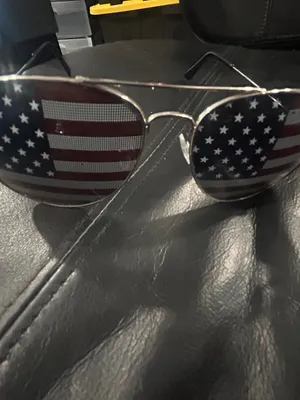 Aviator Sunglasses with American Flag Lenses - Black/Silver thumbnail 7