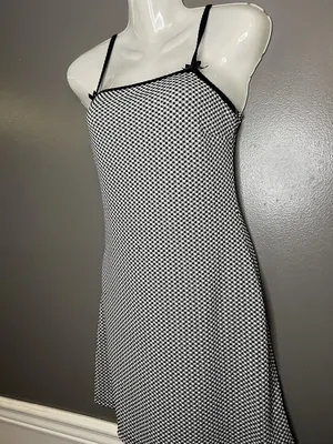Wild Fable Dress Womens XS Black Check Slip Sundress Mini Square Neck thumbnail 4