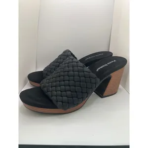 Pierre Dumas Morgen-6 Woven Chunky Heel Mules Sandal‎ Women 9 Black Boho Chic thumbnail 2