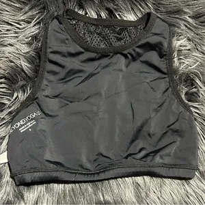 BEYOND YOGA Lux Blocked Out Racerback Rainy Clouds Blue Black Crop Top SzS thumbnail 5