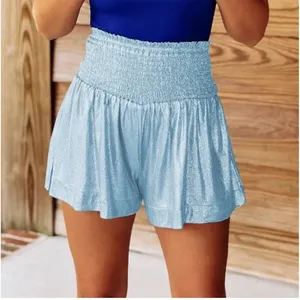 Queen of Sparkles Powder Blue‎ Metallic Swing Womens High Waisted Shorts size XS thumbnail 1