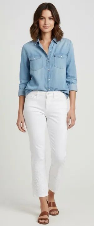 Tory Burch White Cropped Jeans thumbnail 1
