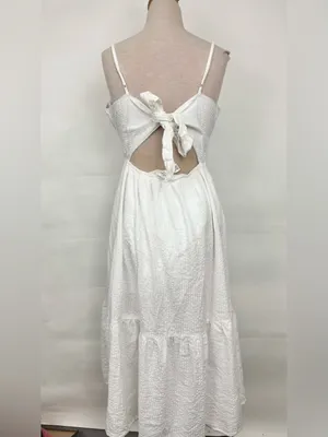 Jessica Simpson White V-Neck tie back spaghetti strap Maxi Dress large thumbnail 2