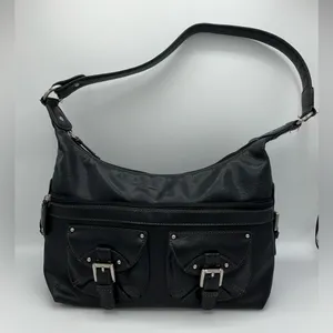 Liz Claiborne vintage Black Textured Shoulder Bag with Adjustable Strap thumbnail 1