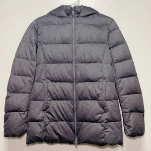 Uniqlo Gray Puffer Hooded Jacket thumbnail 1