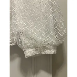 Zara White High Neck Blouse with Layer Embroidered Puff 3/4 Sleeves Size Medium thumbnail 5