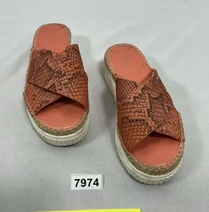 Womans Franco Sarto Platform Crossover Slip On Slide Sandals Size 8m Snake Print thumbnail 1