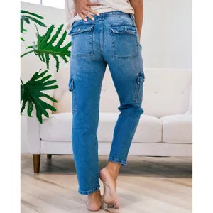 KanCan USA Avery Straight Leg Cargo Jeans Medium Wash thumbnail 3