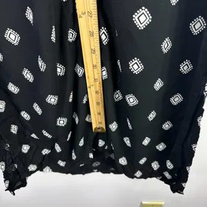 Fusion Button Down Dress Womens Small Black White Boho Geometric Sleeveless Midi thumbnail 3