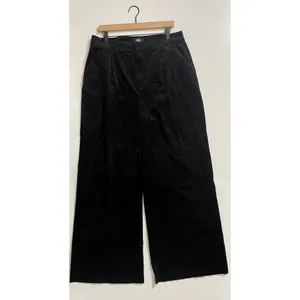 PAIGE Tinesha Corduroy Wide Leg High Rise Pants Solid Black Stretch Size 10 thumbnail 2